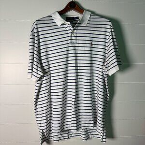 Polo Ralph Lauren Short Sleeve Polo White Blue Stripes Sz XXL Pima Soft Touch